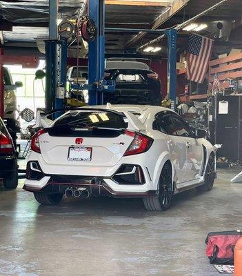 Type R waiting to get exhaust installed