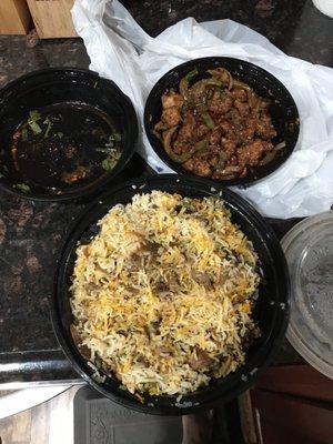 Sticky rice and worst Chicken Biryani