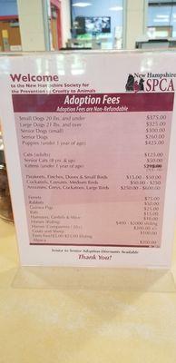 Adoption fees