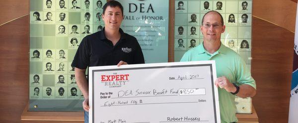 Every month, Expert Realty donates to a charity nominated by their clients! This month was DEA Survivor Benefit Fund.