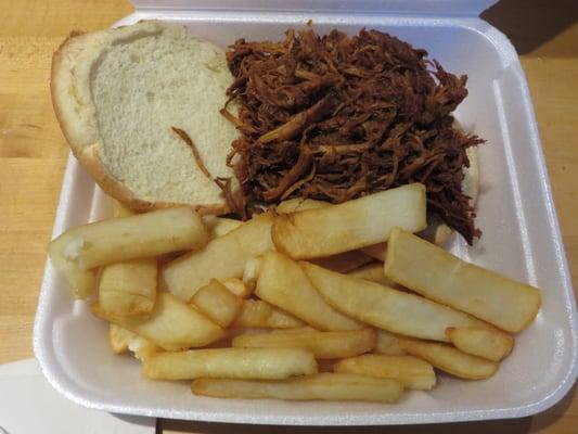 pulled chicken sandwich and fries (normally $8.50) 3/2014