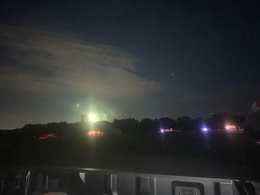 4th of July fireworks are visible from the camp site. (Partial view)