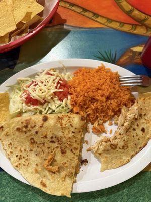 Chicken quesadillas. I couldn't come close to eating it all.