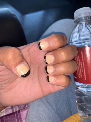 "Thin" French tips. It's the day after and it's always chipping off.