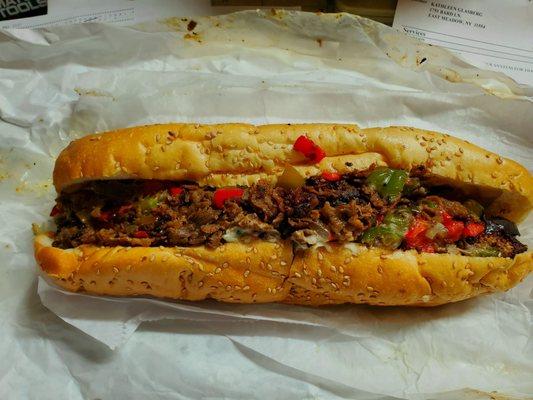 Philly cheese steak made with real steak not the fake steakums. Kick it up a notch and add some jalapeno slices.