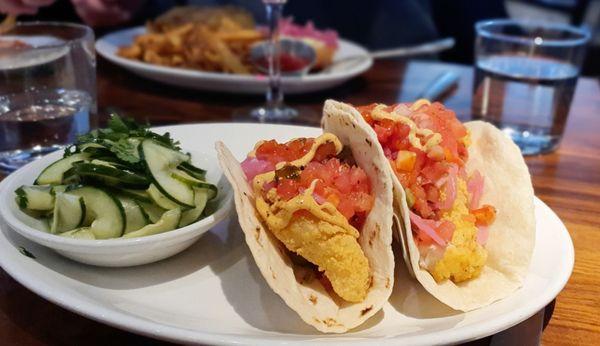 Fried haddock tacos, $18