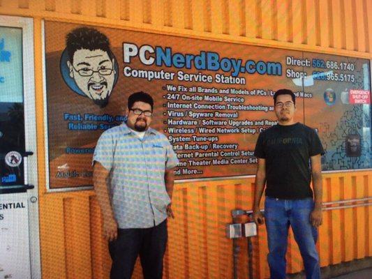 10 years ago. Luis (left) and Ruben (right) In front of the old Nogales shop. Ruben is the current senior technician at West Covina shop.