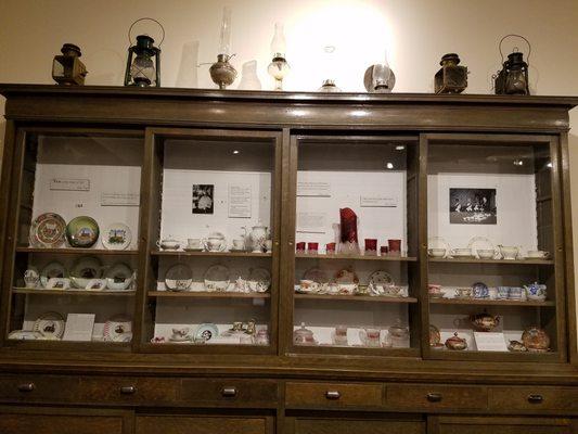 Beautiful teacups, china, and glassware on display