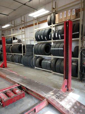 Limited selection of used tires that still have fairly decent tread life as another option for customers.