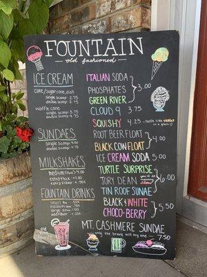 Fountain menu 11 September 2021.