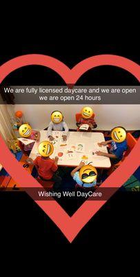 We are fully licensed daycare and we are open 24 hours