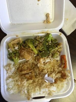 I ate one piece of chicken - thats literally all the chicken - rest is all broccoli and rice