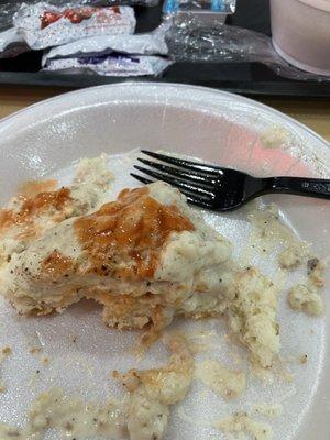 What's left of My biscuits and gravy before I polished it off!  YUMO!