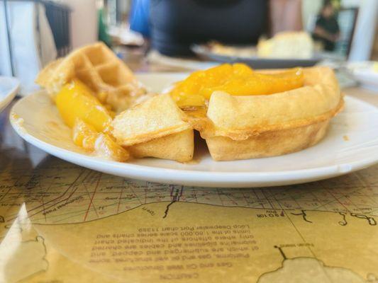 Peach cobbler waffles