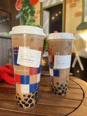 Caramel Milk Tea, Original milk tea - oolong w bubbles