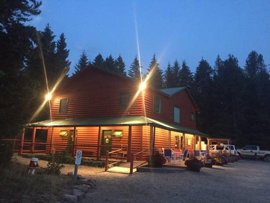 Registration office at night. (Restrooms are on the side.)