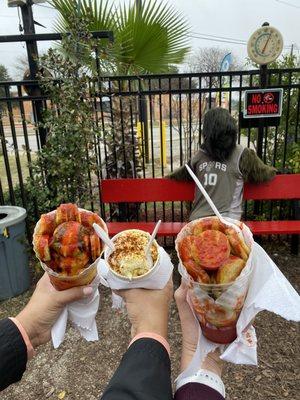 Mango pepino, Corn in a cup & Cucumbers w Chamoy