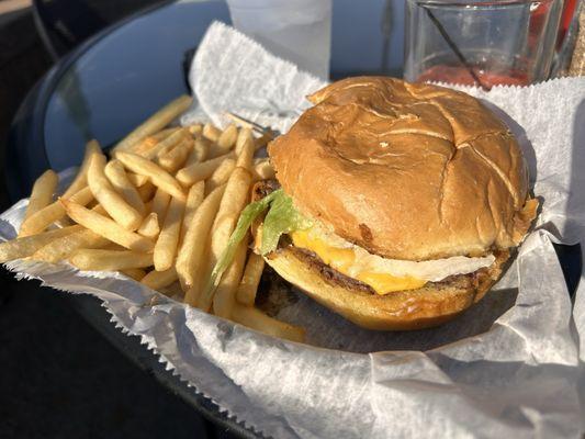 1/2 pound bacon cheese burger