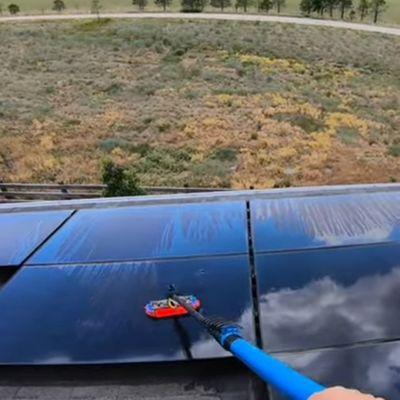 Cleaning solar panels.