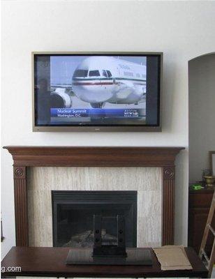 TV above fire place