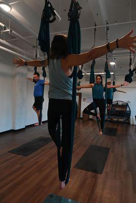 There is never a dull moment in Aerial Yoga.