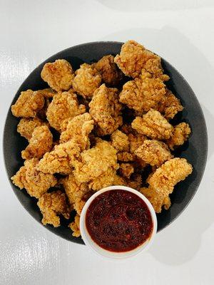 Popcorn chicken with K-Sauce.