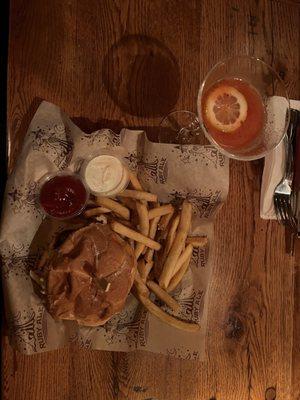 Hogshead Crispy Chicken Sandwich & the Strawberry Lemon Drop