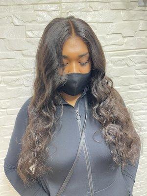 Full sew in with Lace closure using 24" Body wave from RoyalTeeHair Queen Collection