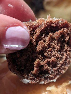 Coming from a baker this texture inside the Chocolate donut hole with the delicious perfect glaze giving it a nice hug is heavenly bliss