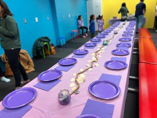 Birthday table set up