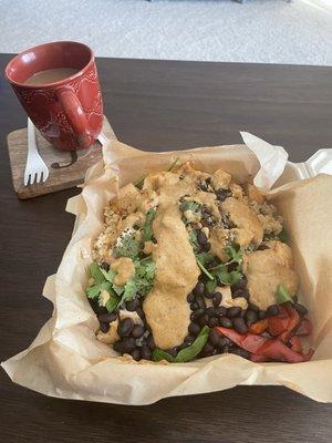 Roasted veggie tempeh rice bowl (Vegan)