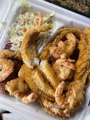 Catfish and shrimp combo