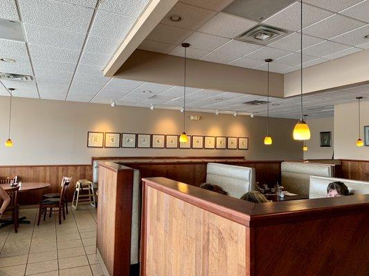 Dining room has giant sized booths...space and comfort for diners.