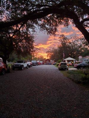 Morning sunrise. While the bacon is cooking.