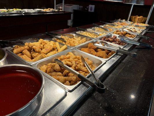 Sweet sour chicken! And egg rolls!