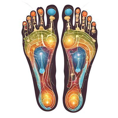 Energy Zones of the Feet that are harmonized during a foot reflexology session