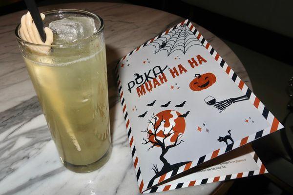 The Nightmare on Blake Street was made with Pear-cranberry shrub, Citrus, & soda - a non-alcoholic option