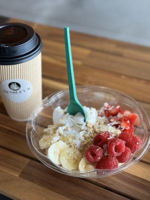 Açaí bowl and latte