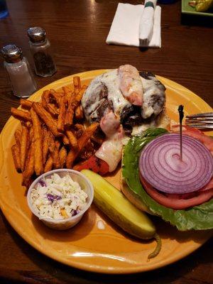 Portabella mushroom burger w/sweet fries..