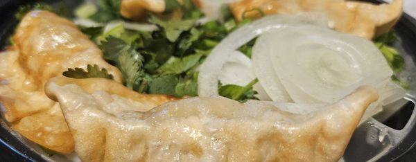 Fried pork dumpling pho