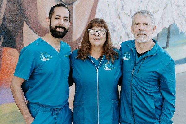 Dr. Singh, Dr. Dudley and Dr. Tanner at an Oakdale Arts mural.