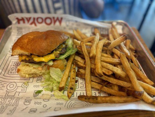 MOOYAH Cheeseburger  with Hand-Cut Fries