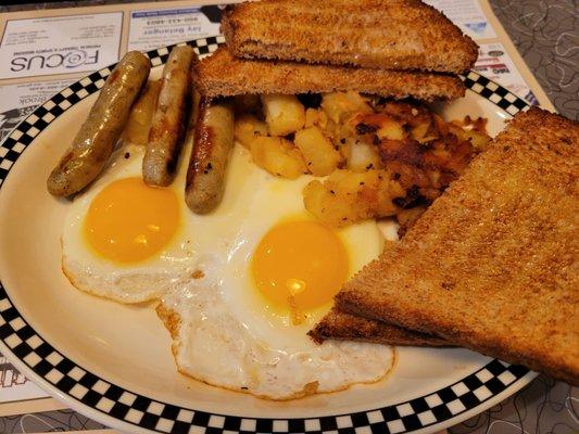 Two Eggs, Sausage, Homefries and Toast