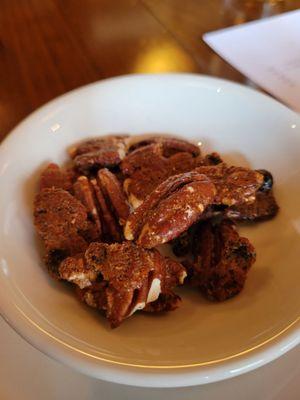 Complimentary pecans and raisins