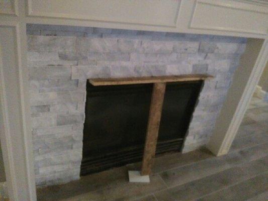 stone installed on a fire place