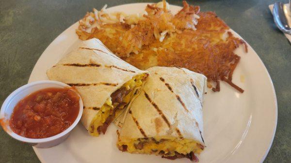 Breakfast burrito with hash browns