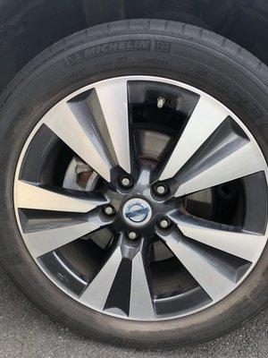 Tires and wheels are filthy after a $26 wash and "Tire Shine"