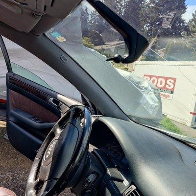 Broken rear view mirror