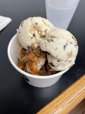 Churro bites w/BYU Creamery ice cream (cookie-dough)