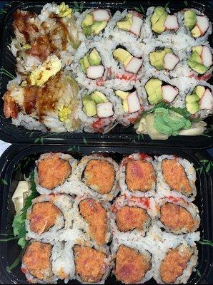 Shrimp Tempura Roll, California Roll& Kamikaze Roll